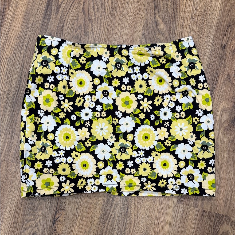Motel Rocks Black and Yellow Floral Mini Skirt